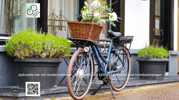 leistungsstarke e-Bikes / Pedelecs & Zubehör zu fairen Preisen - modernes e-Transportrad Rahmenhöhen 46 / 51 / 56 M200 Bafang-Mittelmotor (65Nm) wählbare Akkukapazität bis 605Wh hydr. Scheibenbremsen Aphrodite e-Transportrad