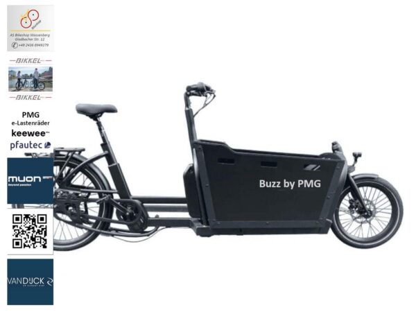 leistungsstarke e-Bikes / Pedelecs & Zubehör zu fairen Preisen - 120Nm Tretunterstützung 615Wh Akku 7-gang-Nexus-Nabenschaltung zul. Gesamtgewicht 220 kg e-Lastenrad Buzz by PMG - Seitenansicht ohne Verdeck