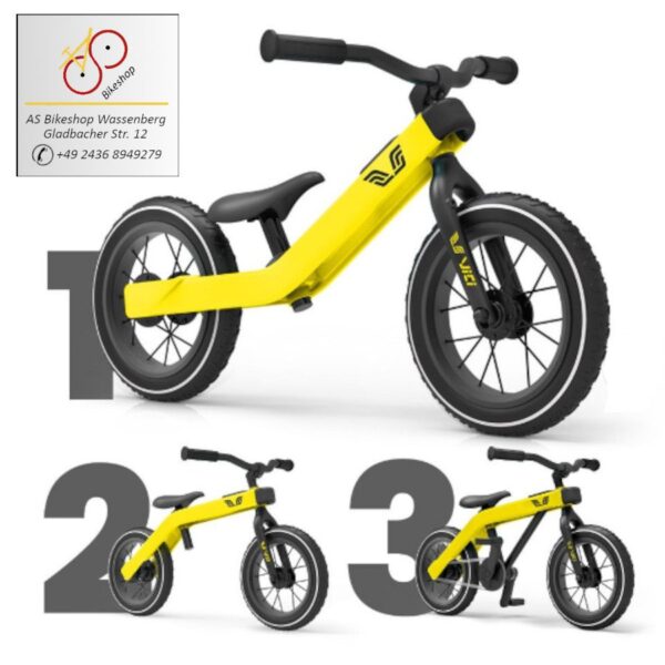 leistungsstarke e-Bikes / Pedelecs & Zubehör zu fairen Preisen - Laufrad und Kinderfahrrad in einem für Kinder von 1.5 bis 5 Jahre Kinderfahrrad Vici 3in1 sonnengelb