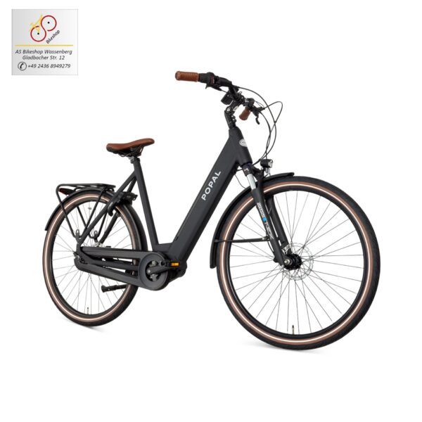 leistungsstarke e-Bikes / Pedelecs & Zubehör zu fairen Preisen - modernes e-Cityrad 65Nm M200 Mittelmotor 520 Wh InTubeAkku hydraulische Scheibenbremsen PMG Popal Novel black matt mit M200 Mittelmotor ansicht rechts-vorne-hinten