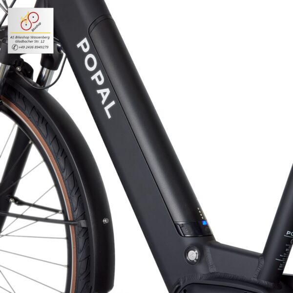 leistungsstarke e-Bikes / Pedelecs & Zubehör zu fairen Preisen - modernes e-Cityrad 65Nm M200 Mittelmotor 520 Wh InTubeAkku hydraulische Scheibenbremsen Popal Novel 504Wh Akku im Rahmen