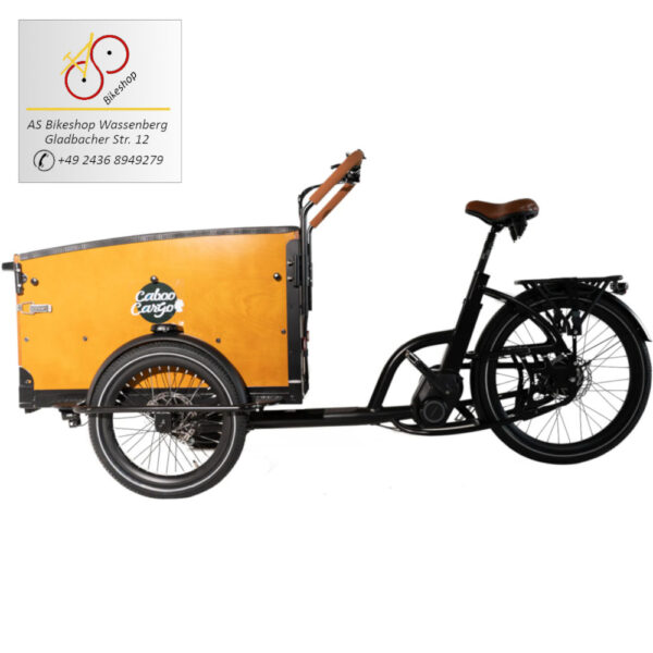 leistungsstarke e-Bikes / Pedelecs & Zubehör zu fairen Preisen - 120 Nm Mittelmotor 643 Wh Akku Hundeklappe Blinker Regenverdeck hydraulische Scheibenbremsen Caboo Cargo Family S