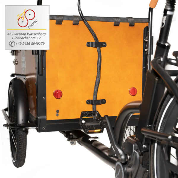 leistungsstarke e-Bikes / Pedelecs & Zubehör zu fairen Preisen - 120 Nm Mittelmotor 643 Wh Akku Hundeklappe Blinker Regenverdeck hydraulische Scheibenbremsen Caboo Cargo Family S