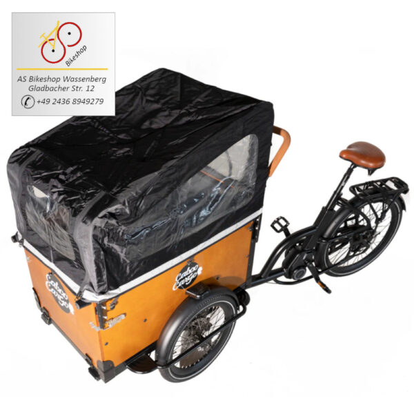 leistungsstarke e-Bikes / Pedelecs & Zubehör zu fairen Preisen - 120 Nm Mittelmotor 643 Wh Akku Hundeklappe Blinker Regenverdeck hydraulische Scheibenbremsen Caboo Cargo Family S